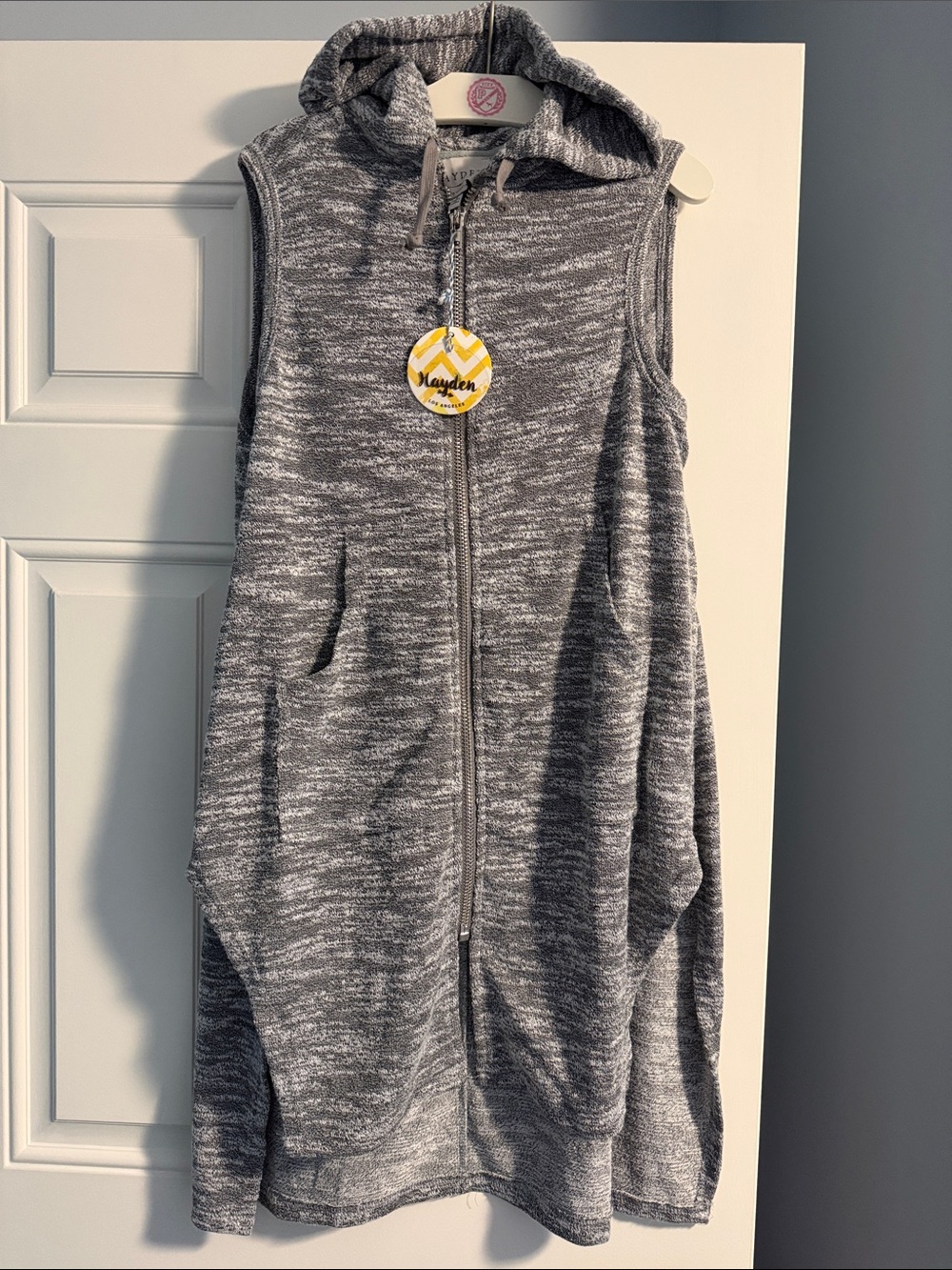 Hayden sz Small - Women’s Sleeveless Hooded Zip Front Tunic - Gray